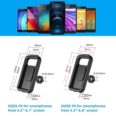 Universal 360 Degree Motorbike Phone Mounts waterproof 6.8 inch PVC Material